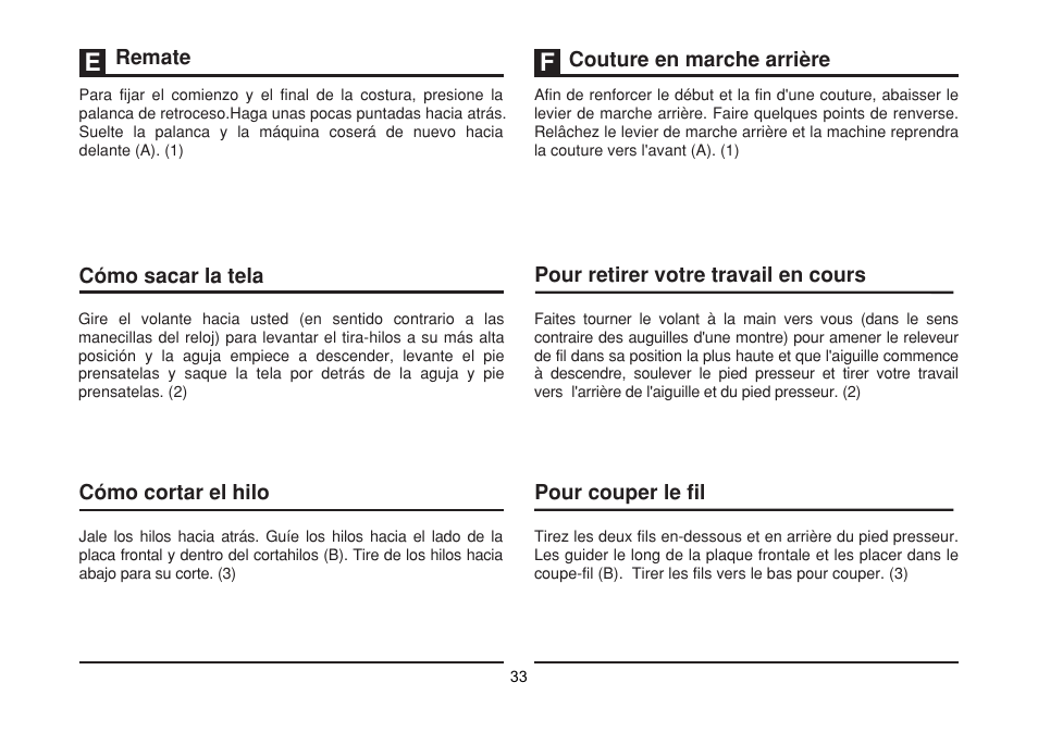 Cómo sacar la tela cómo cortar el hilo remate | SINGER 1512 PROMISE II Instruction Manual User Manual | Page 33 / 59