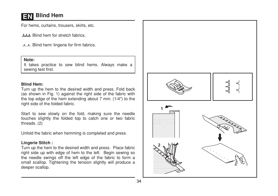 Blind hem | SINGER 1512 PROMISE II Instruction Manual User Manual | Page 34 / 59