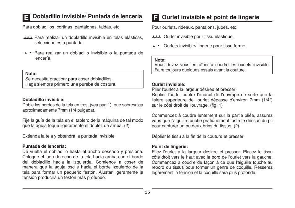 Ourlet et point de lingerie invisible | SINGER 1512 PROMISE II Instruction Manual User Manual | Page 35 / 59