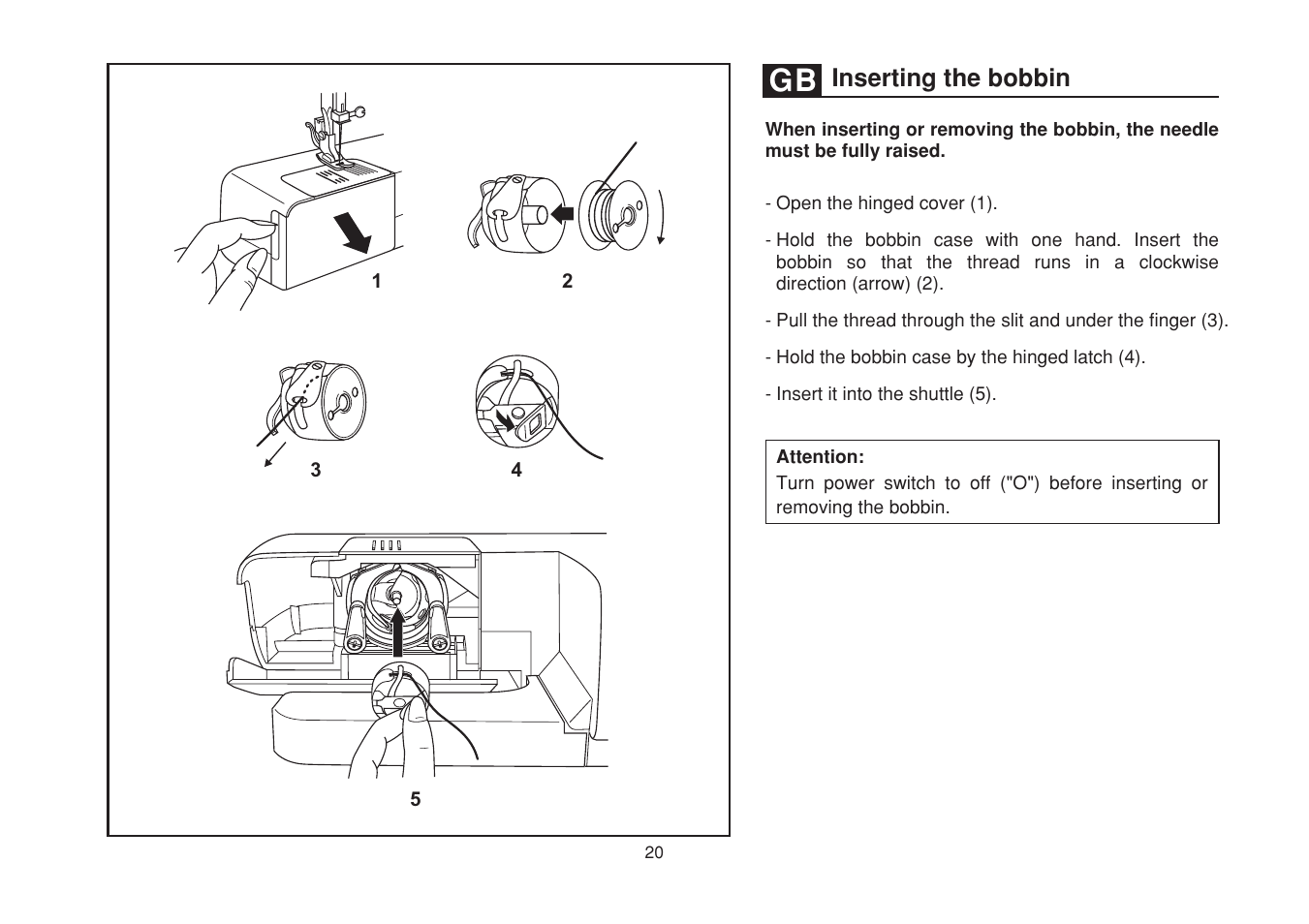 Inserting the bobbin | SINGER 1525 User Manual | Page 27 / 76