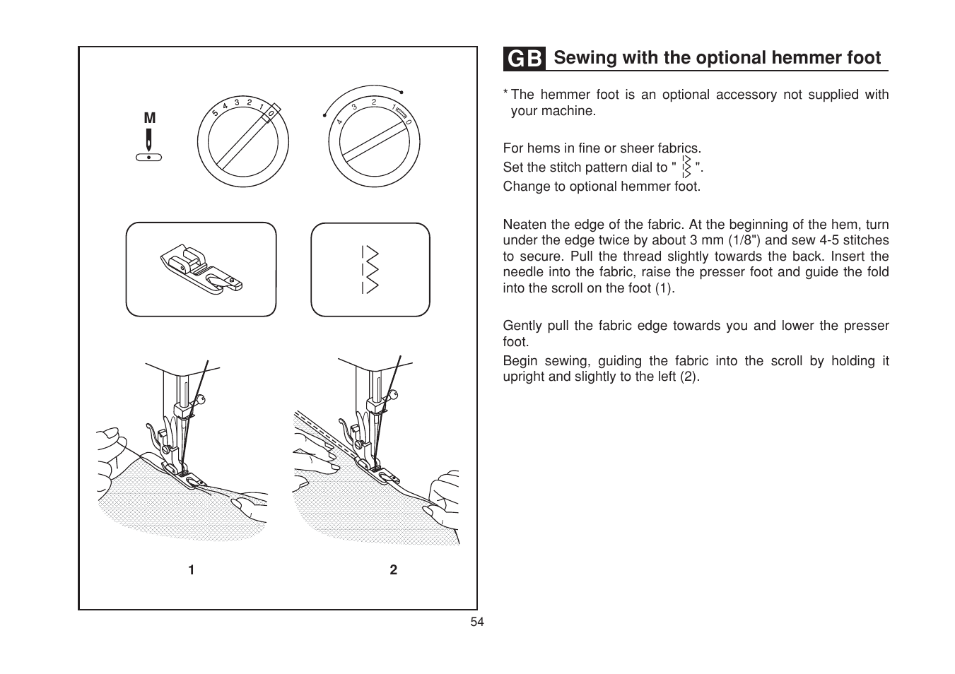 Sewing with the optional hemmer foot | SINGER 1525 User Manual | Page 61 / 76