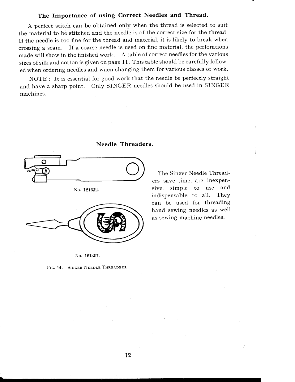 The importance of using correct needles and thread, Needle threaders | SINGER 404K User Manual | Page 12 / 78