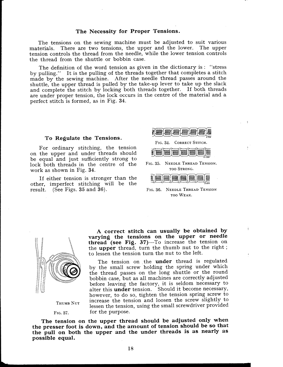 The necessity for proper tensions, To regulate the tensions, Upper | Under | SINGER 404K User Manual | Page 18 / 78