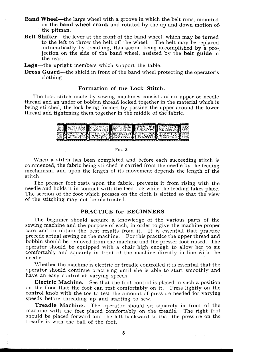 Formation of the lock stitch, Practice for beginners | SINGER 404K User Manual | Page 5 / 78