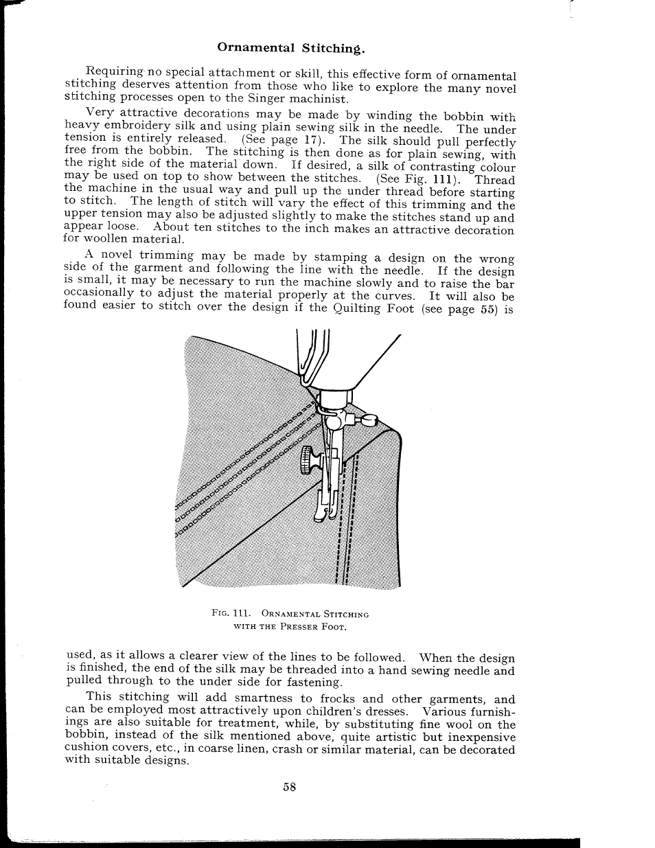 Ornamental stitching | SINGER 404K User Manual | Page 58 / 78