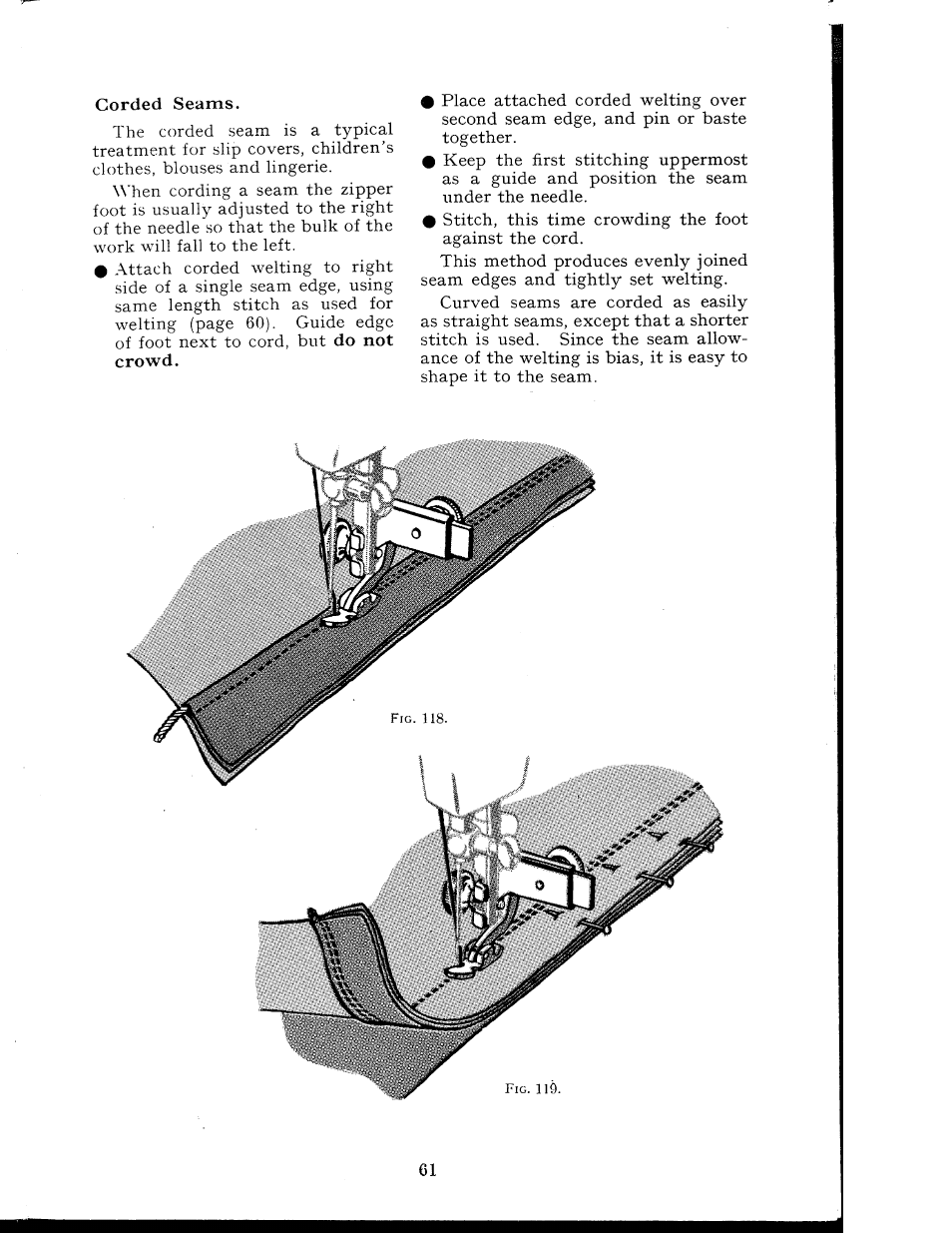 Corded seams | SINGER 404K User Manual | Page 61 / 78