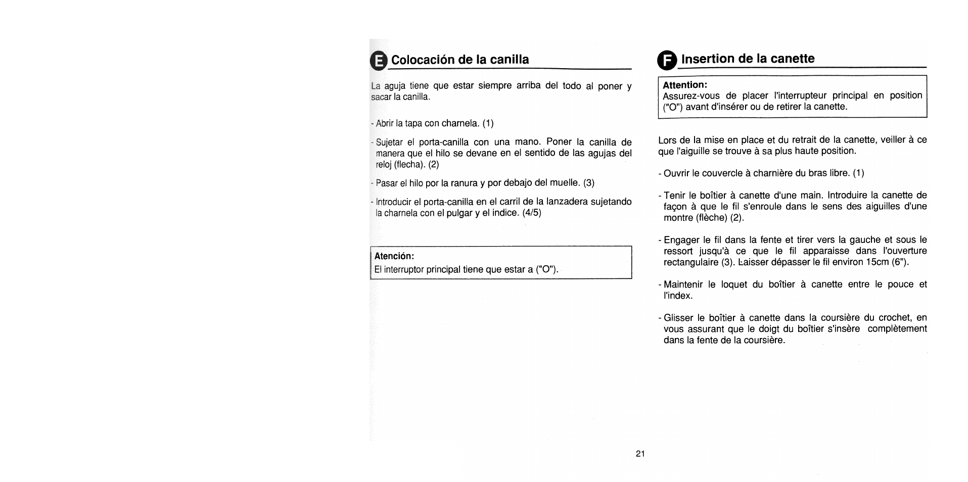 Q colocación de la canilla, Insertion de la canette | SINGER 1725 User Manual | Page 29 / 84