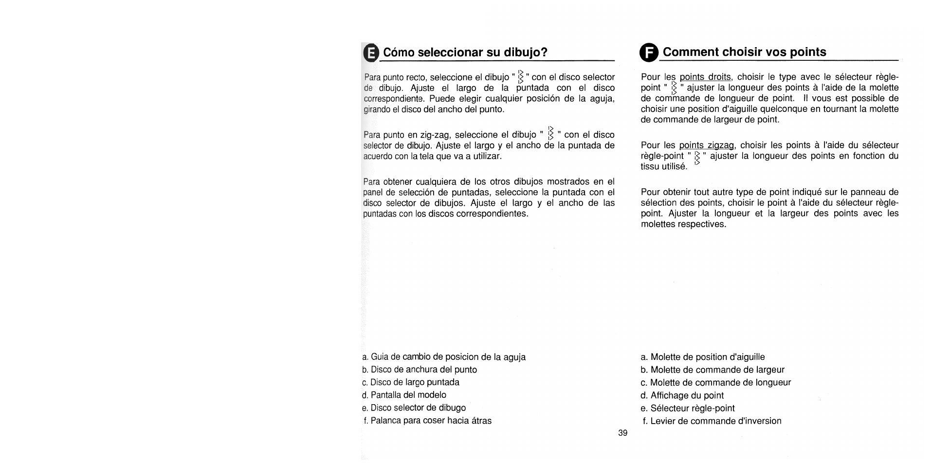 Q cómo seleccionar su dibujo, Comment choisir vos points | SINGER 1725 User Manual | Page 47 / 84