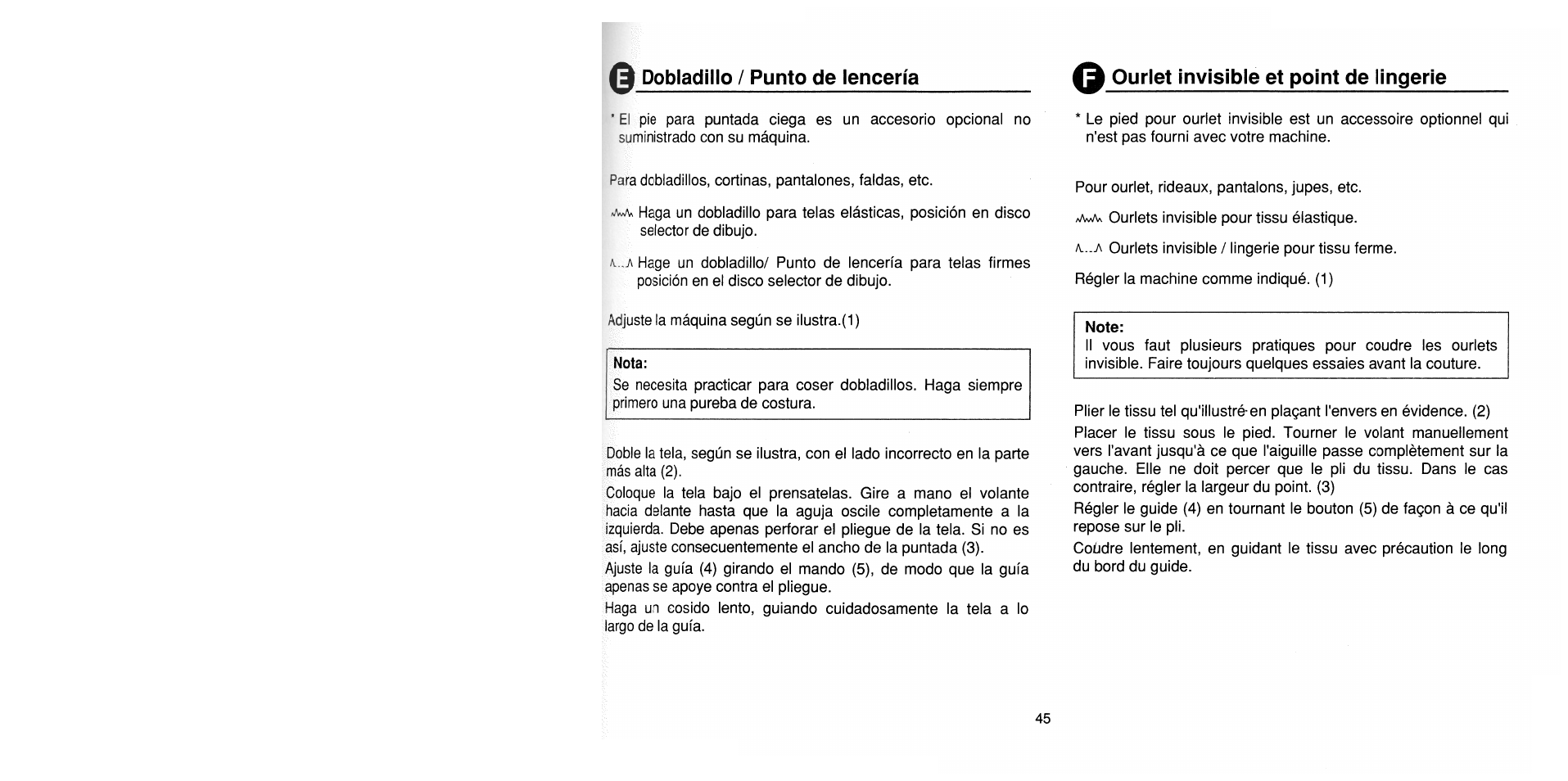 O ourlet invisible et point de lingerie, Note, Ourlet invisible et point de lingerie | SINGER 1725 User Manual | Page 53 / 84