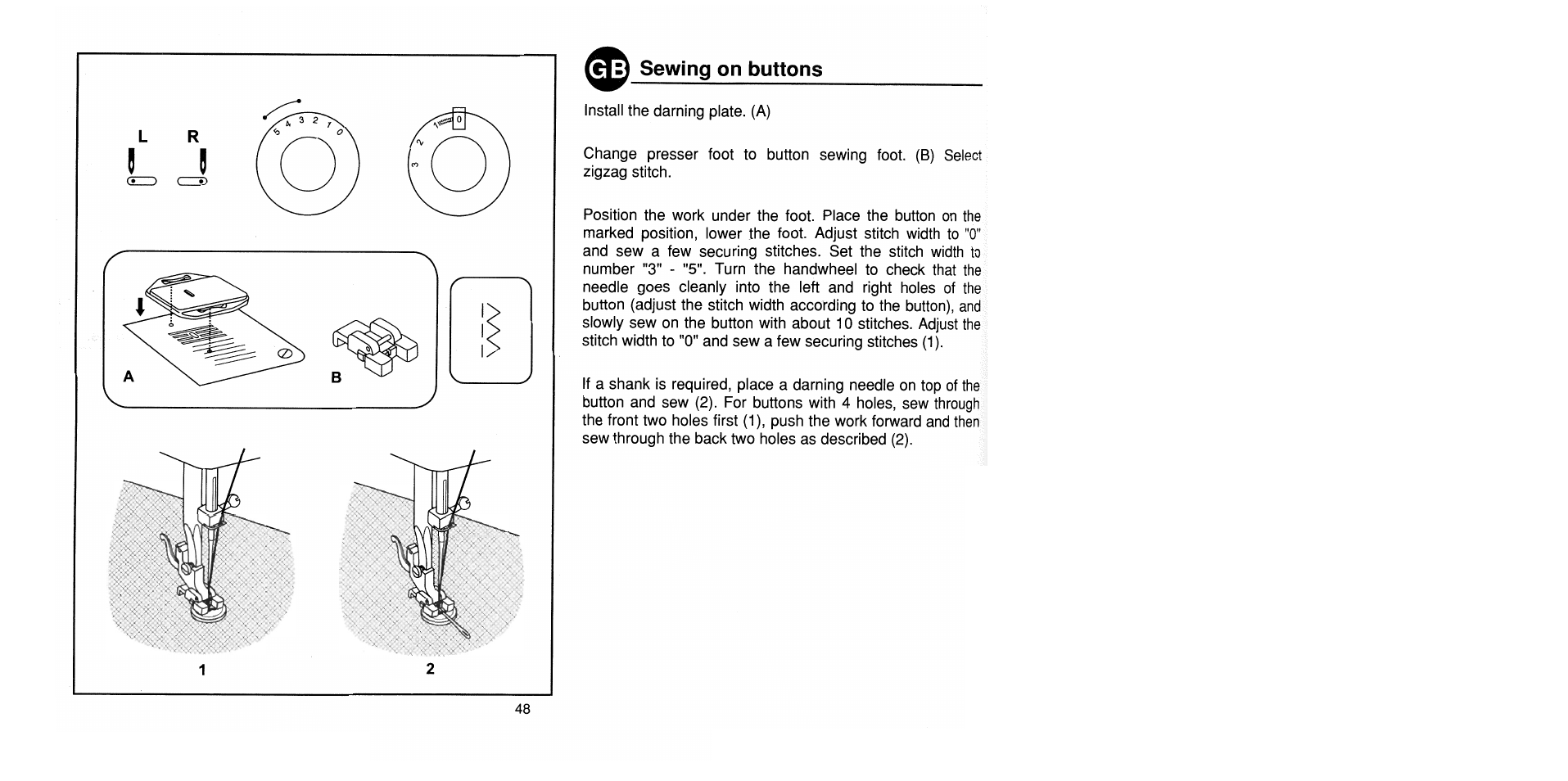 Sewing on buttons | SINGER 1725 User Manual | Page 56 / 84