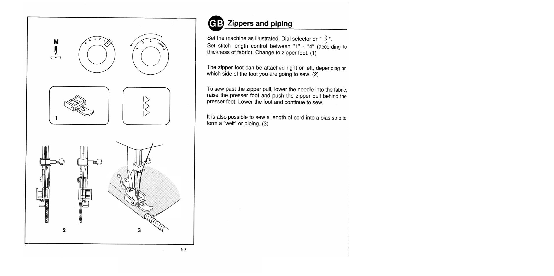 3 zippers and piping, Zippers and piping | SINGER 1725 User Manual | Page 60 / 84