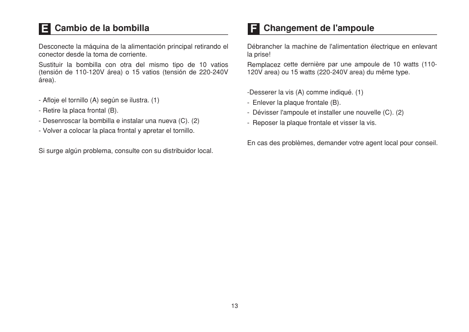 Cambio de la bombilla, Changement de l'ampoule | SINGER 1732 Esteem User Manual | Page 20 / 88