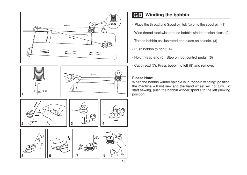 Winding the bobbin | SINGER 1732 Esteem User Manual | Page 25 / 88