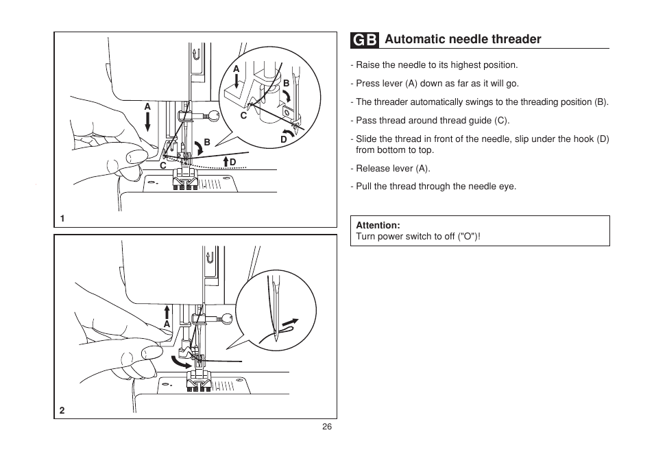 Automatic needle threader | SINGER 1732 Esteem User Manual | Page 33 / 88
