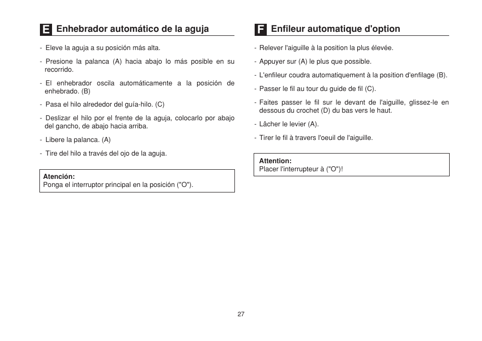 Enhebrador automático de la aguja, Enfileur automatique d'option | SINGER 1732 Esteem User Manual | Page 34 / 88