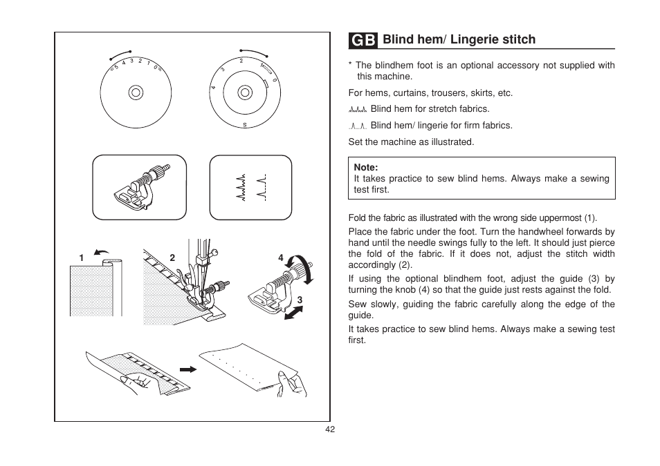 Blind hem/ lingerie stitch | SINGER 1732 Esteem User Manual | Page 49 / 88