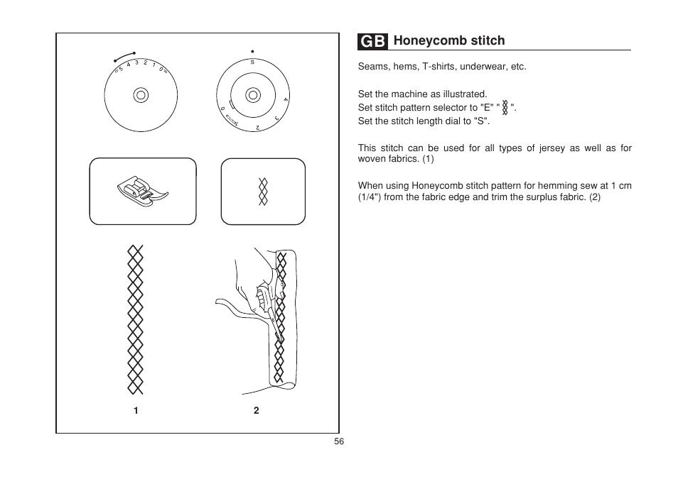 Honeycomb stitch | SINGER 1732 Esteem User Manual | Page 63 / 88