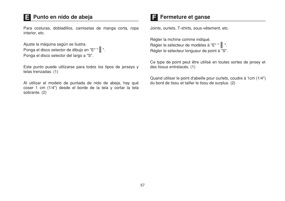 Punto en nido de abeja, Fermeture et ganse | SINGER 1732 Esteem User Manual | Page 64 / 88
