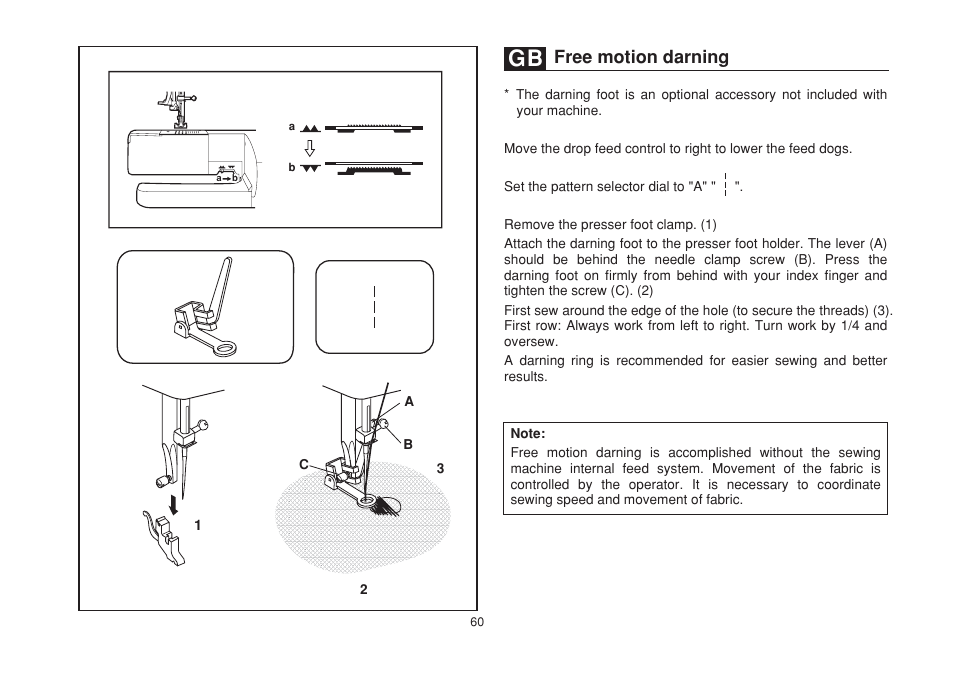 Free motion darning | SINGER 1732 Esteem User Manual | Page 67 / 88
