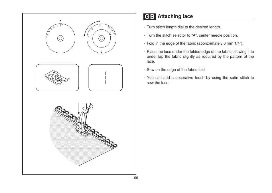 Attaching lace | SINGER 1732 Esteem User Manual | Page 73 / 88