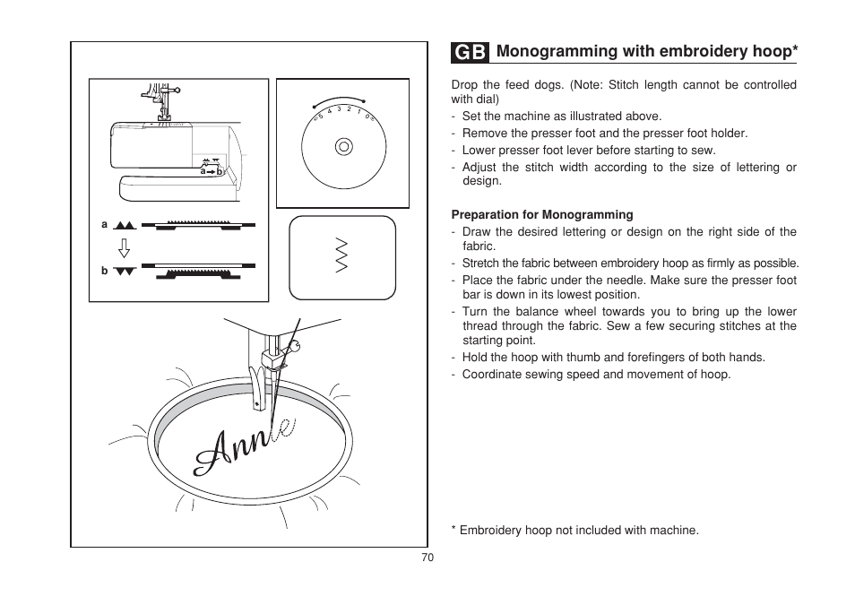 Monogramming with embroidery hoop | SINGER 1732 Esteem User Manual | Page 77 / 88