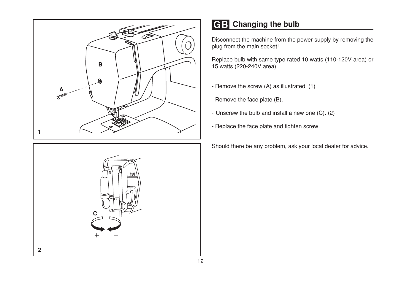 Changing the bulb | SINGER 1748 User Manual | Page 19 / 96