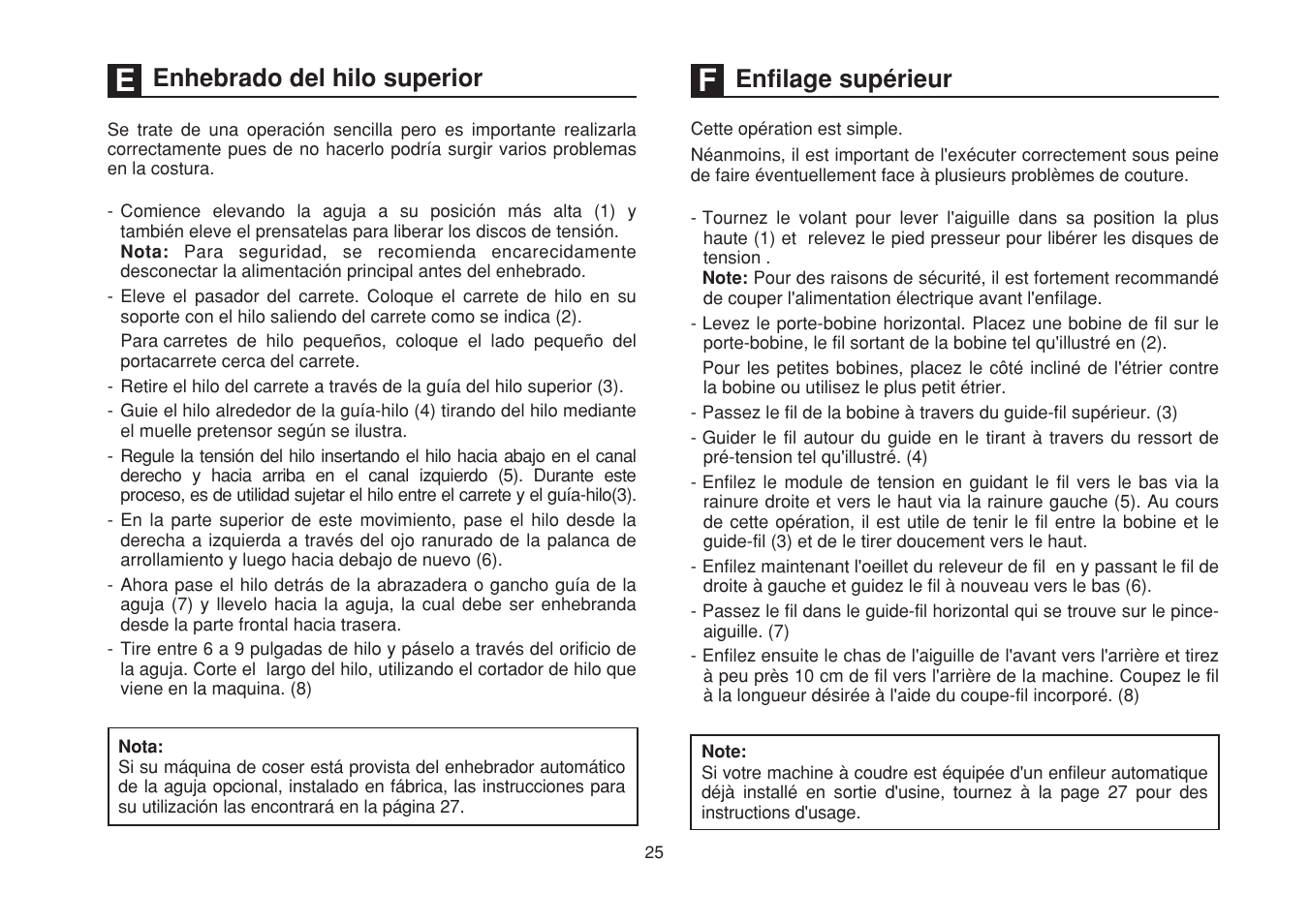 Enhebrado del hilo superior, Enfilage supérieur | SINGER 1748 User Manual | Page 32 / 96