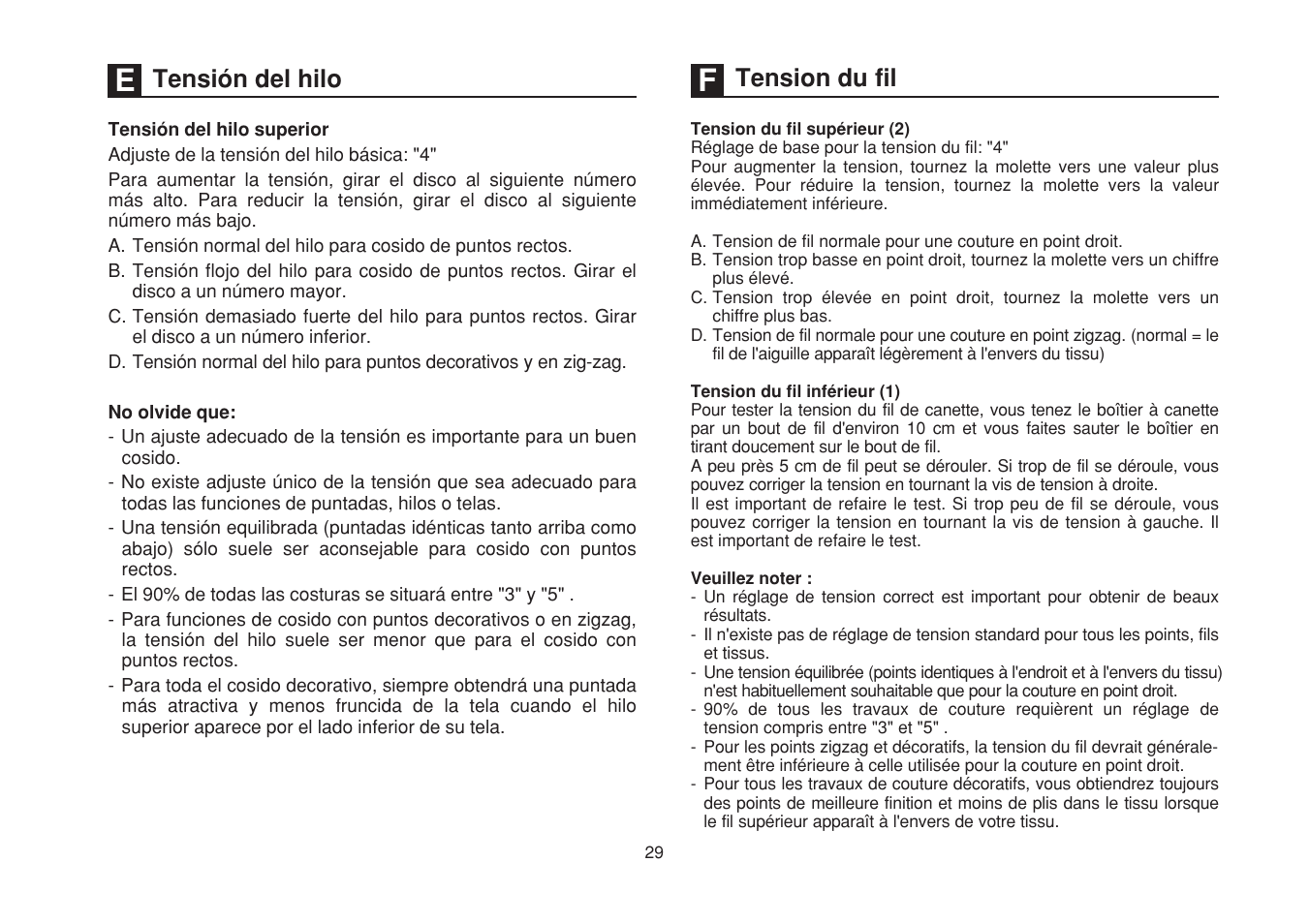 Tensión del hilo tension du fil | SINGER 1748 User Manual | Page 36 / 96