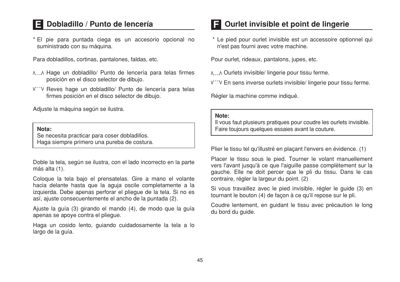 Dobladillo / punto de lencería, Ourlet et point de lingerie invisible | SINGER 1748 User Manual | Page 52 / 96