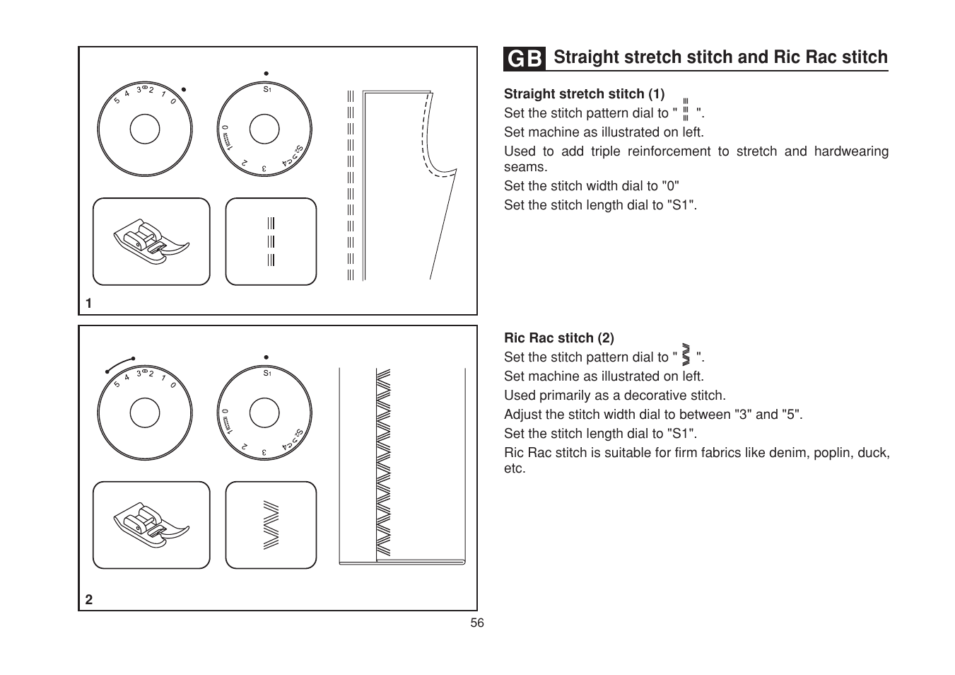 Straight stretch stitch and ric rac stitch | SINGER 1748 User Manual | Page 63 / 96