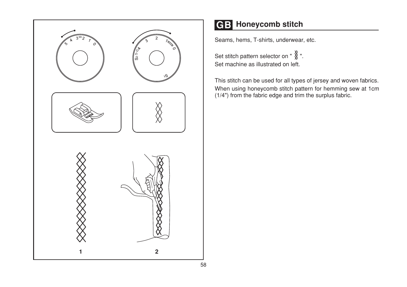 Honeycomb stitch | SINGER 1748 User Manual | Page 65 / 96