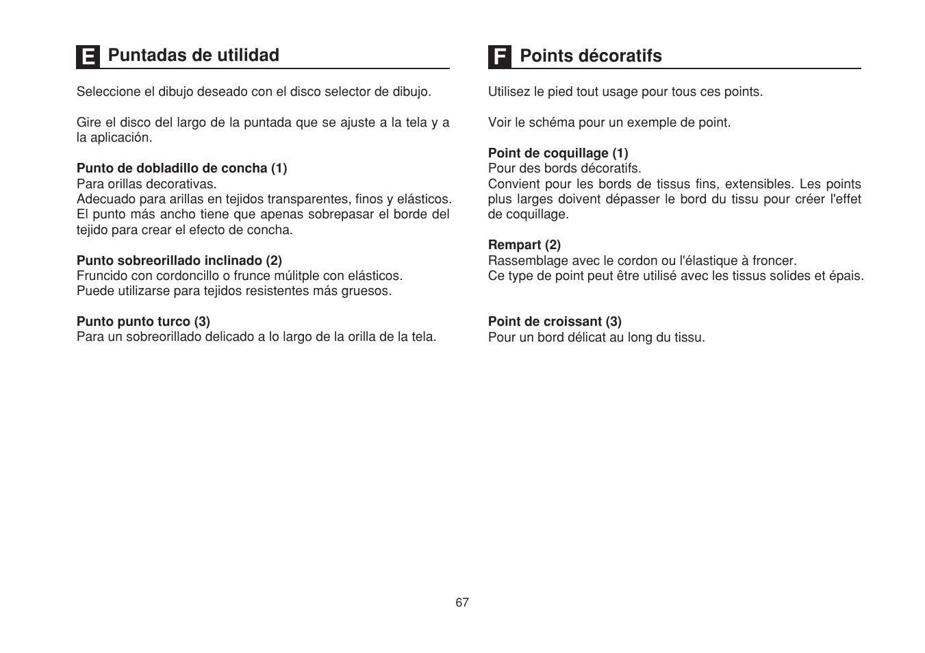 Puntadas de utilidad, Points décoratifs | SINGER 1748 User Manual | Page 74 / 96