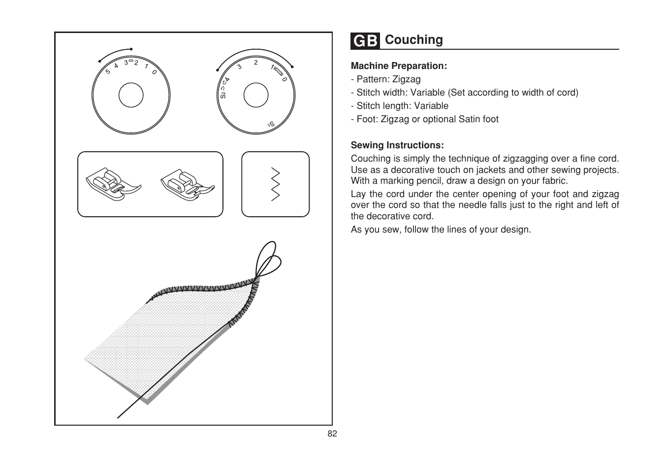 Couching | SINGER 1748 User Manual | Page 89 / 96