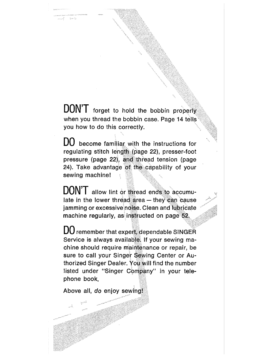 Dont, Don’t | SINGER 177 User Manual | Page 3 / 68