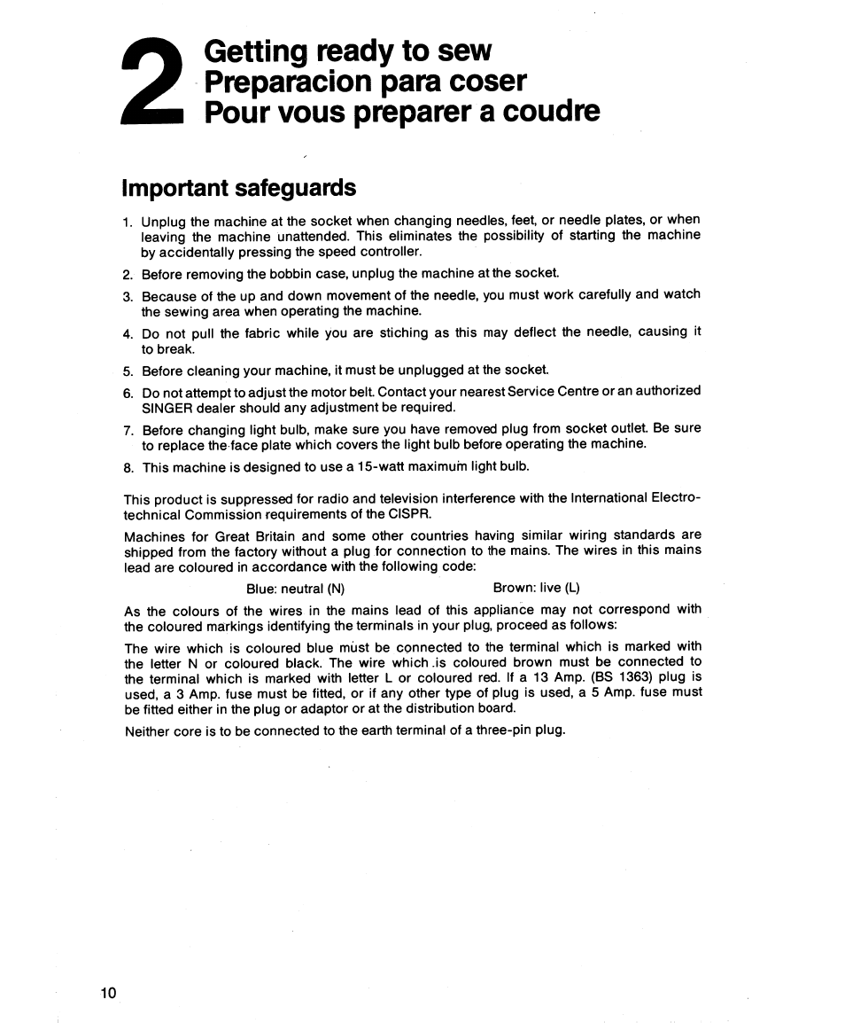 Important safeguards | SINGER 1862 User Manual | Page 12 / 92