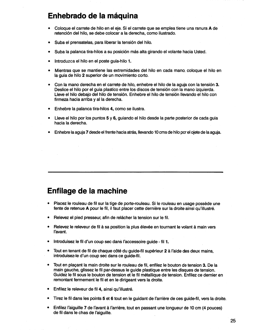 Enhebrado de la máquina, Enfilage de la machine | SINGER 1862 User Manual | Page 27 / 92