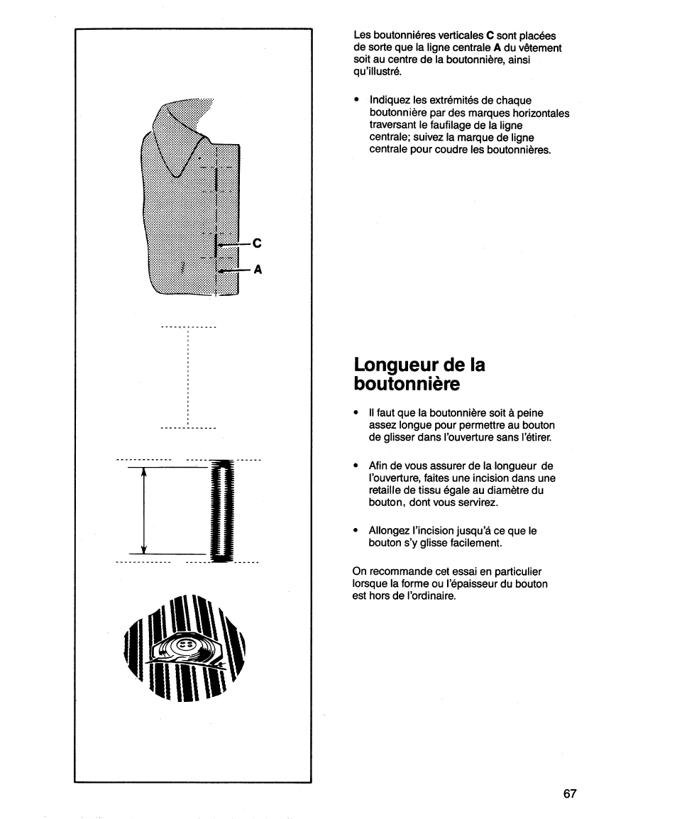 Longueur de la boutonnière | SINGER 1862 User Manual | Page 69 / 92