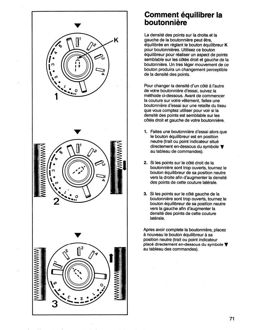 Comment équilibrer la boutonnière | SINGER 1862 User Manual | Page 73 / 92