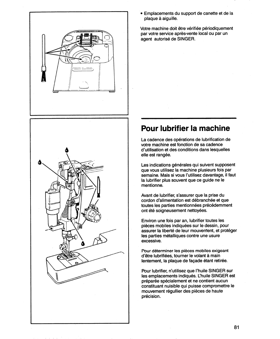 Pour lubrifier la machine | SINGER 1862 User Manual | Page 83 / 92