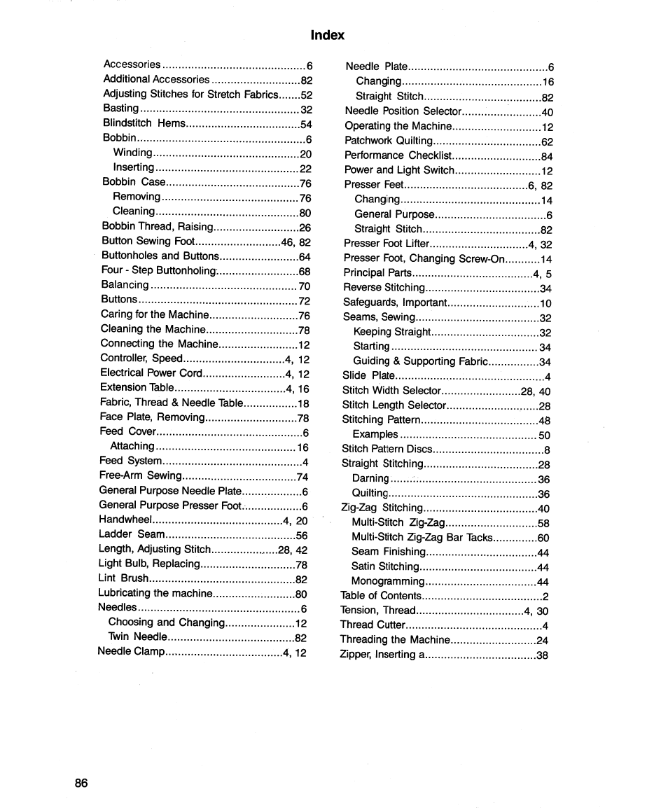 SINGER 1862 User Manual | Page 88 / 92
