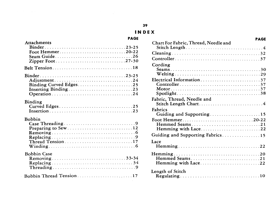 SINGER 185K User Manual | Page 41 / 44