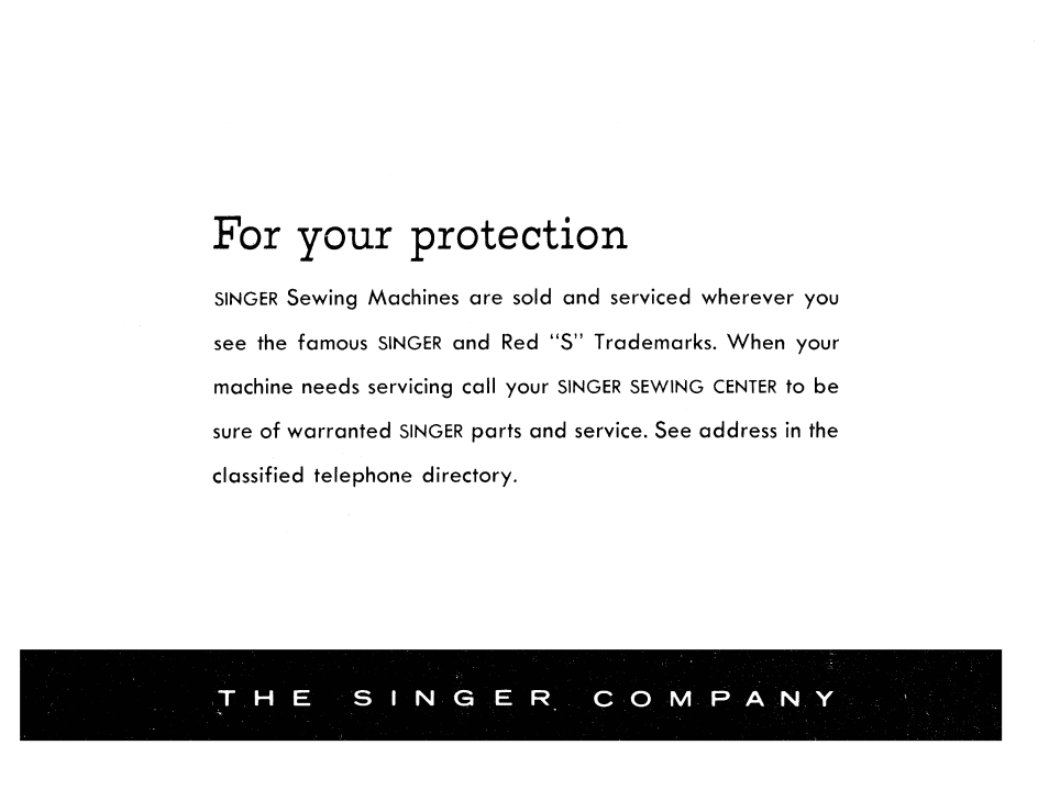 For your protection | SINGER 185K User Manual | Page 44 / 44