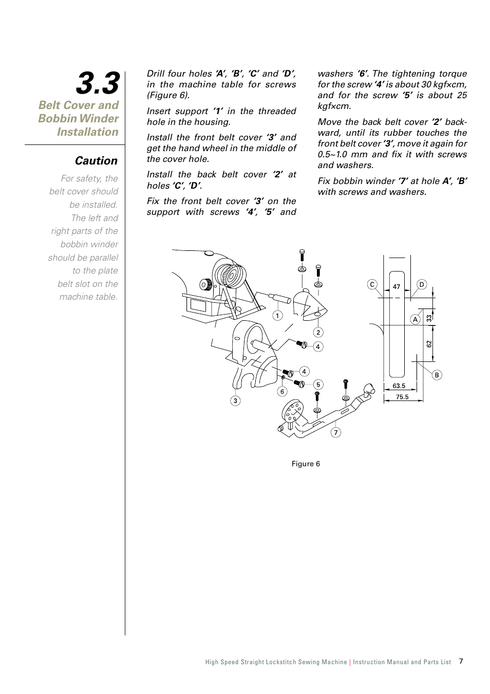 3 belt cover and bobbin winder installation | SINGER 191D-30 User Manual | Page 10 / 45