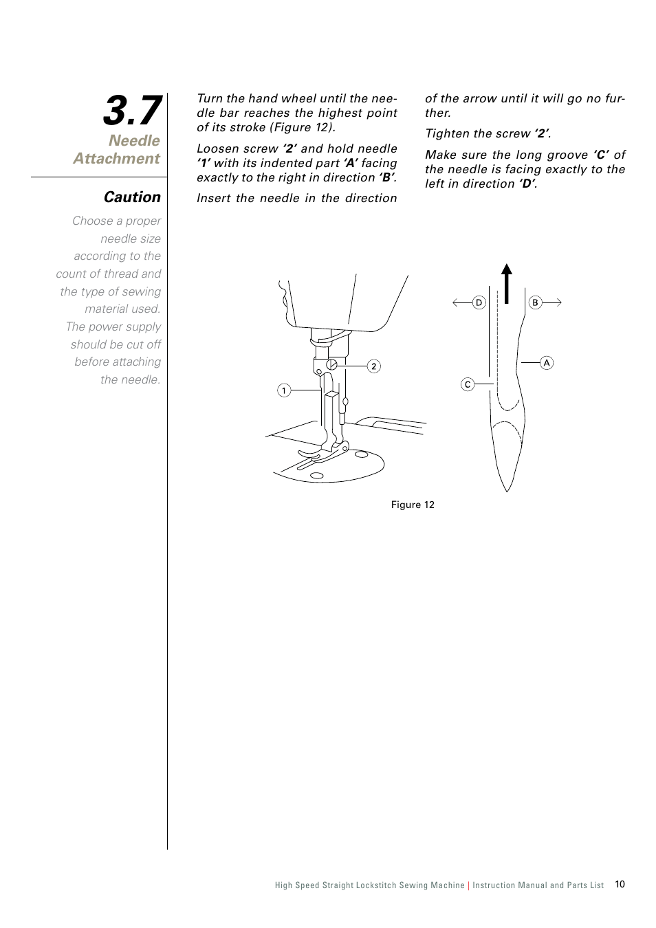 7 needle attachment, Needle attachment, Caution | SINGER 191D-30 User Manual | Page 13 / 45