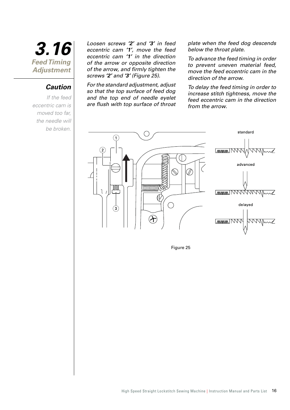 16 feed timing adjustment | SINGER 191D-30 User Manual | Page 19 / 45