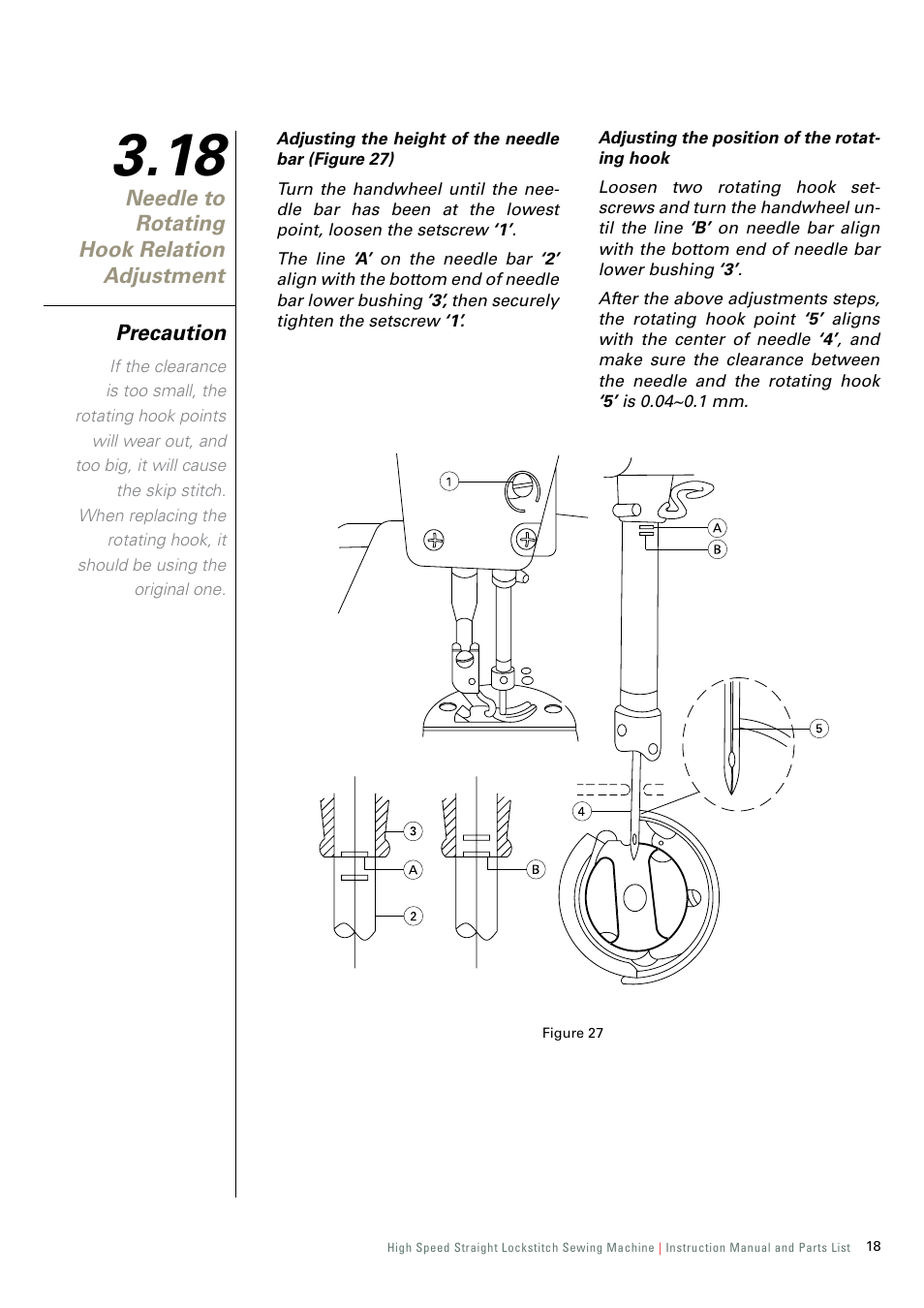 18 needle to rotating hook relation adjustment | SINGER 191D-30 User Manual | Page 21 / 45