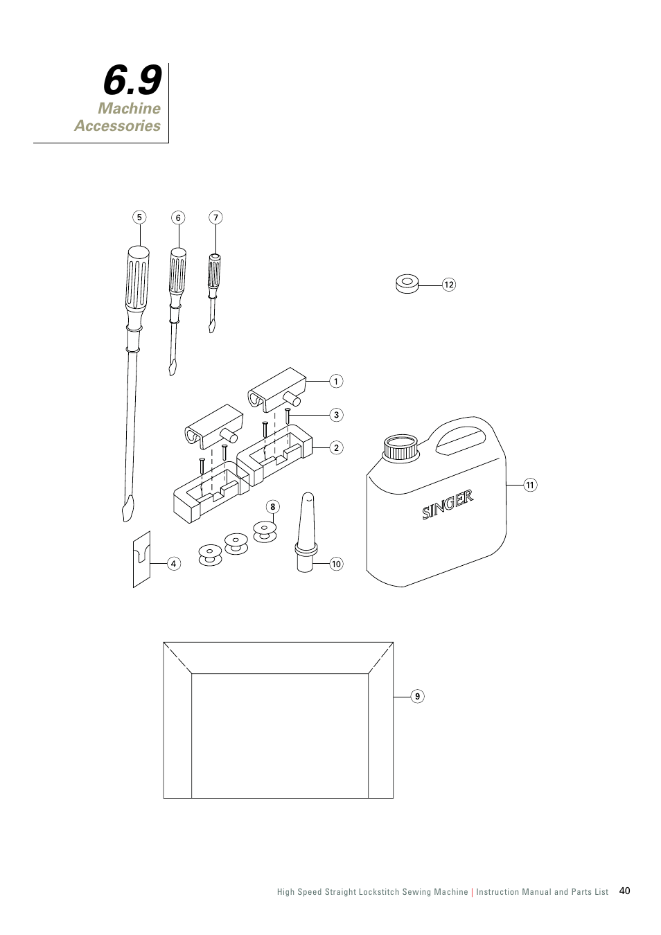 9 machine accessories | SINGER 191D-30 User Manual | Page 43 / 45