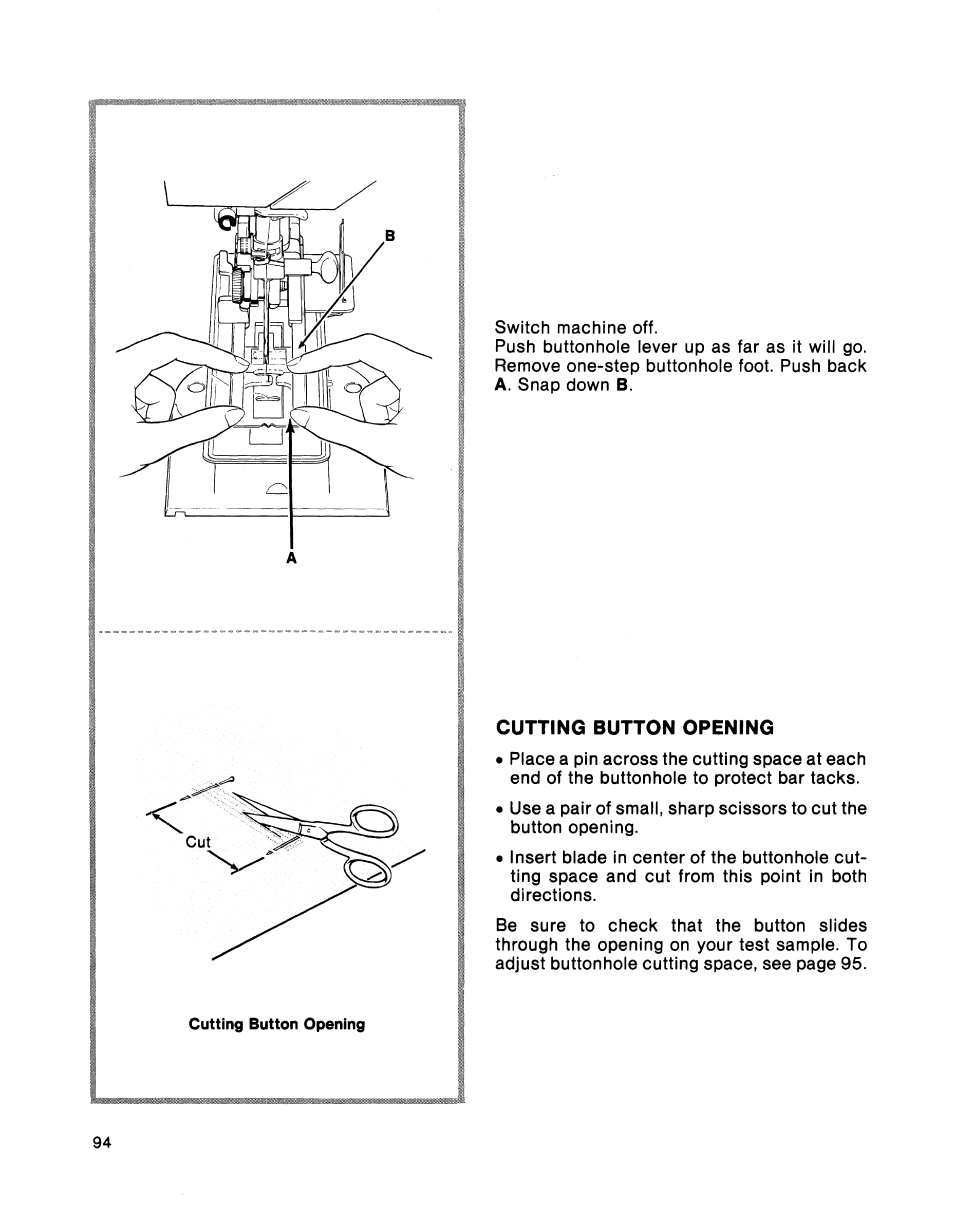 Cutting button opening | SINGER 2001 TouchTronic User Manual | Page 108 / 126