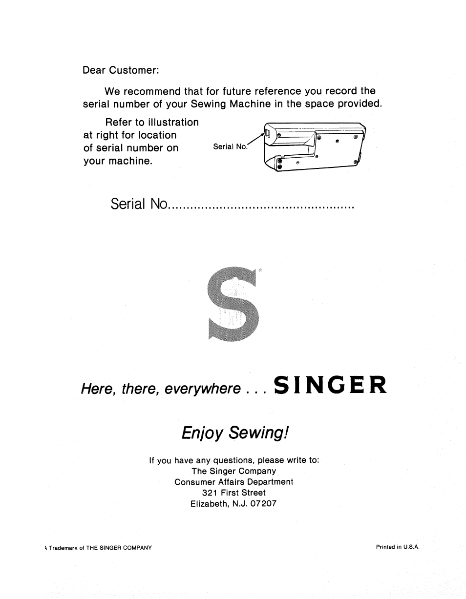Enjoy sewing | SINGER 2001 TouchTronic User Manual | Page 125 / 126