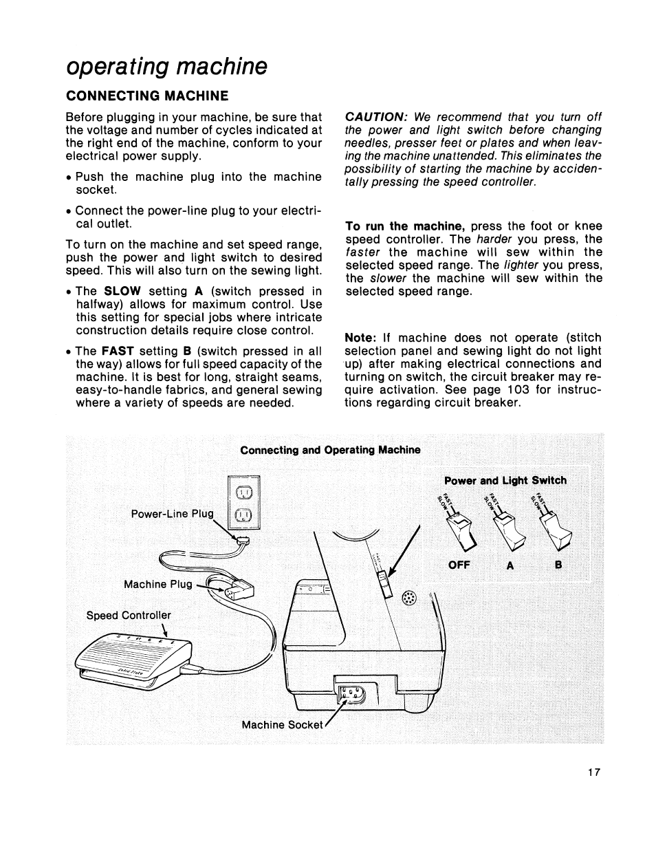 Operating machine, Connecting machine | SINGER 2001 TouchTronic User Manual | Page 23 / 126